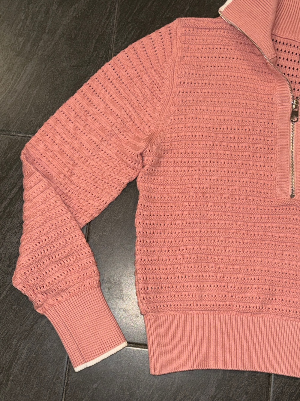 Varley Pink Half-Zip Textured Knit Pullover - Picture 5 of 11